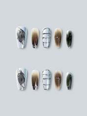 Serpent Eye Chrome Armor Press-On Nails