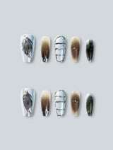 Serpent Eye Chrome Armor Press-On Nails