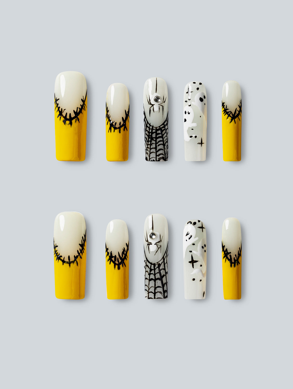 Toxic Yellow Spider Web Press-On Nails