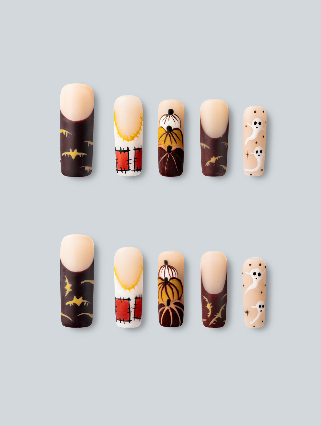 Harvest Ghost Pumpkin Patch Press-On Nails