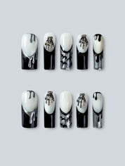 Chrome Drip Skeleton Hands Press-On Nails