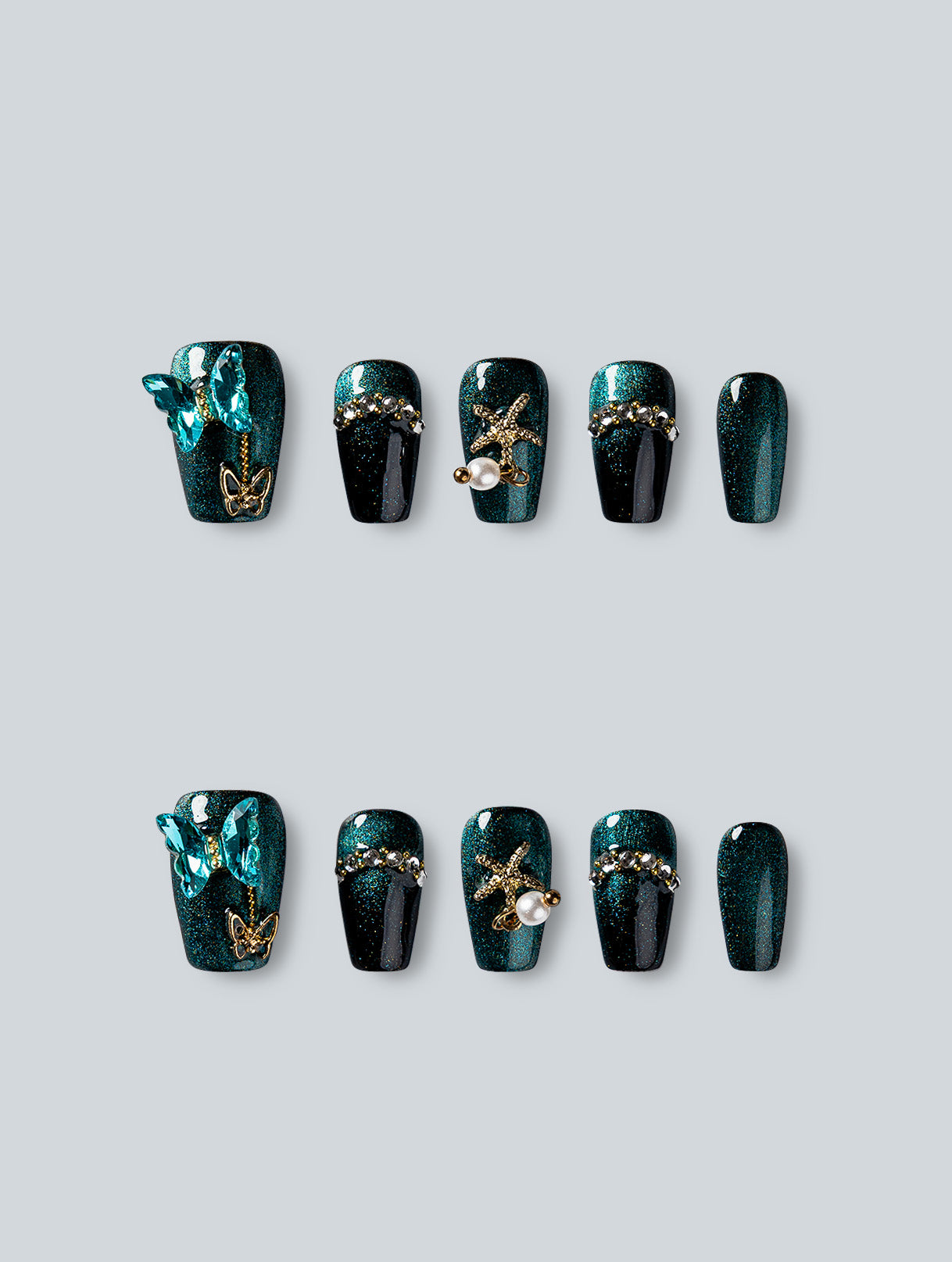 Green Magic Butterfly with Pearl Charm