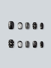 Spirals and Midnight Clock Press-On Nails