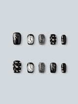 Spirals and Midnight Clock Press-On Nails