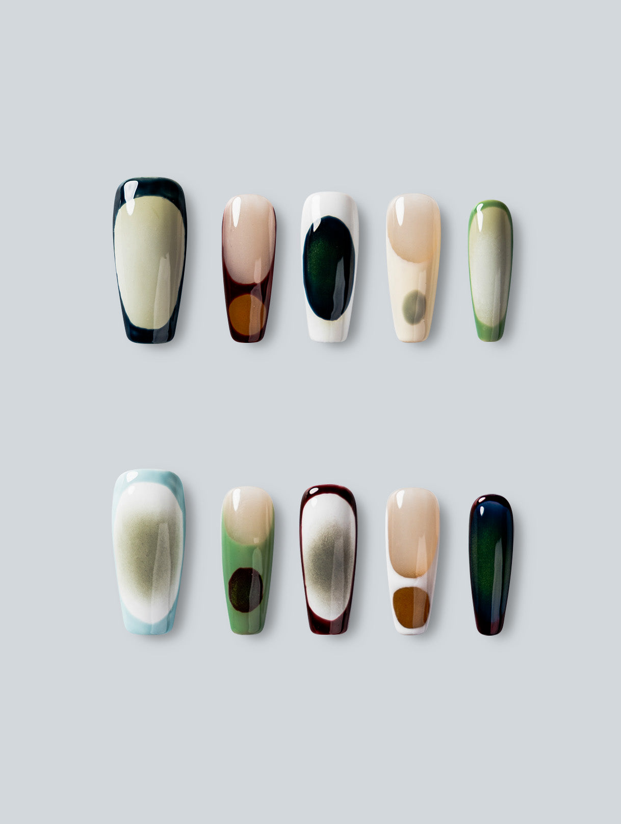 Retro Mod Geometric Colorblock Press-On Nails