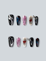 Pierced Heart Spider Web Press-On Nails