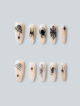 Nude Black Spider Web Press-On Nails