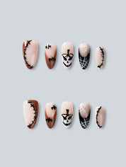 Spider Stitch Almond Press-On Nails