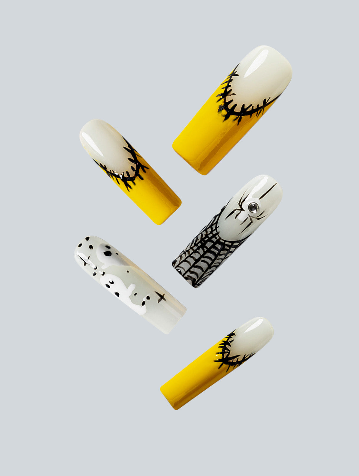 Toxic Yellow Spider Web Press-On Nails
