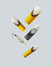 Toxic Yellow Spider Web Press-On Nails