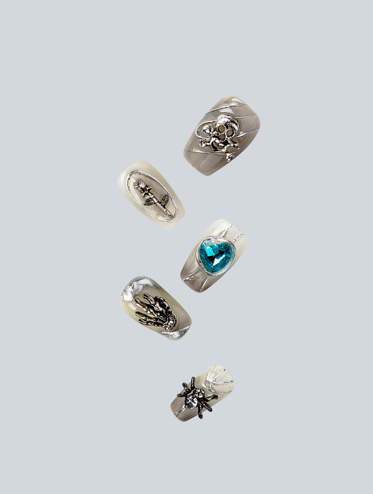 Occult Silver Charm Relics Press-On Nails