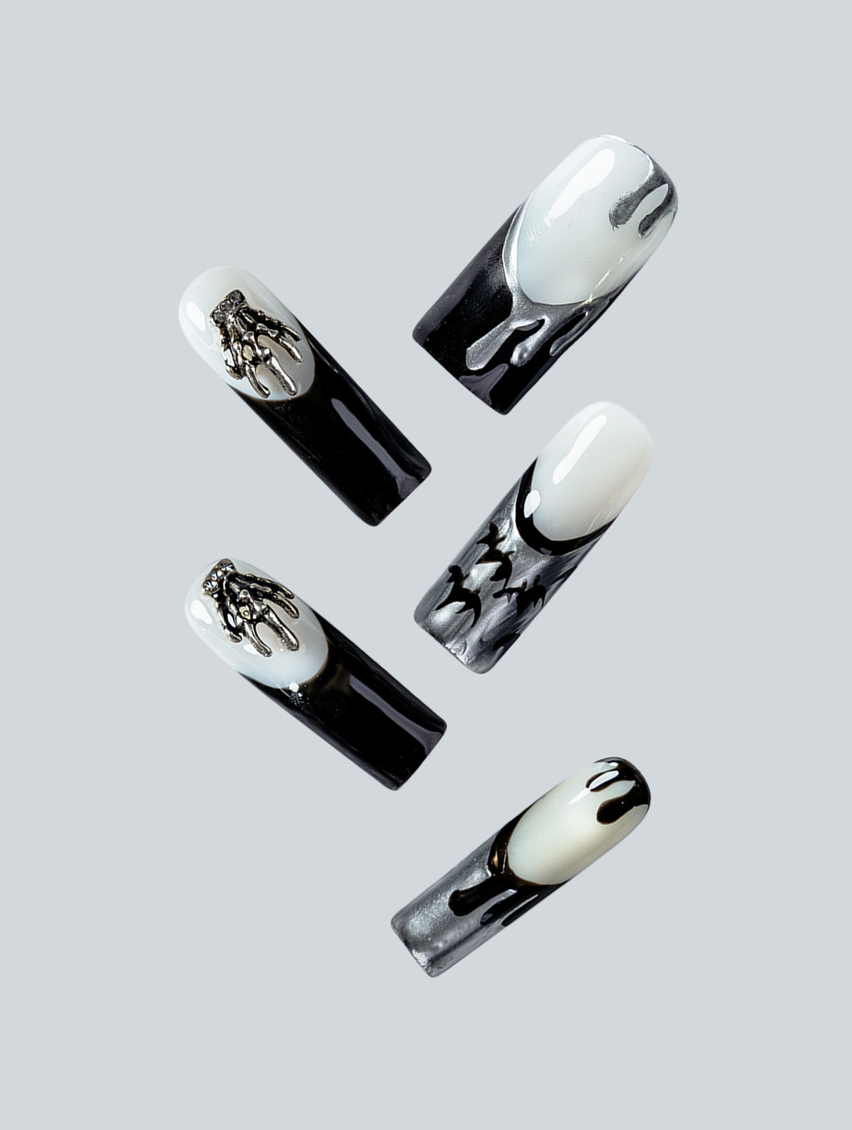 Chrome Drip Skeleton Hands Press-On Nails
