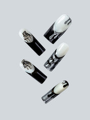 Chrome Drip Skeleton Hands Press-On Nails