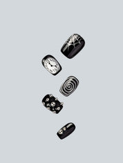 Spirals and Midnight Clock Press-On Nails