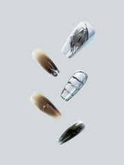 Serpent Eye Chrome Armor Press-On Nails