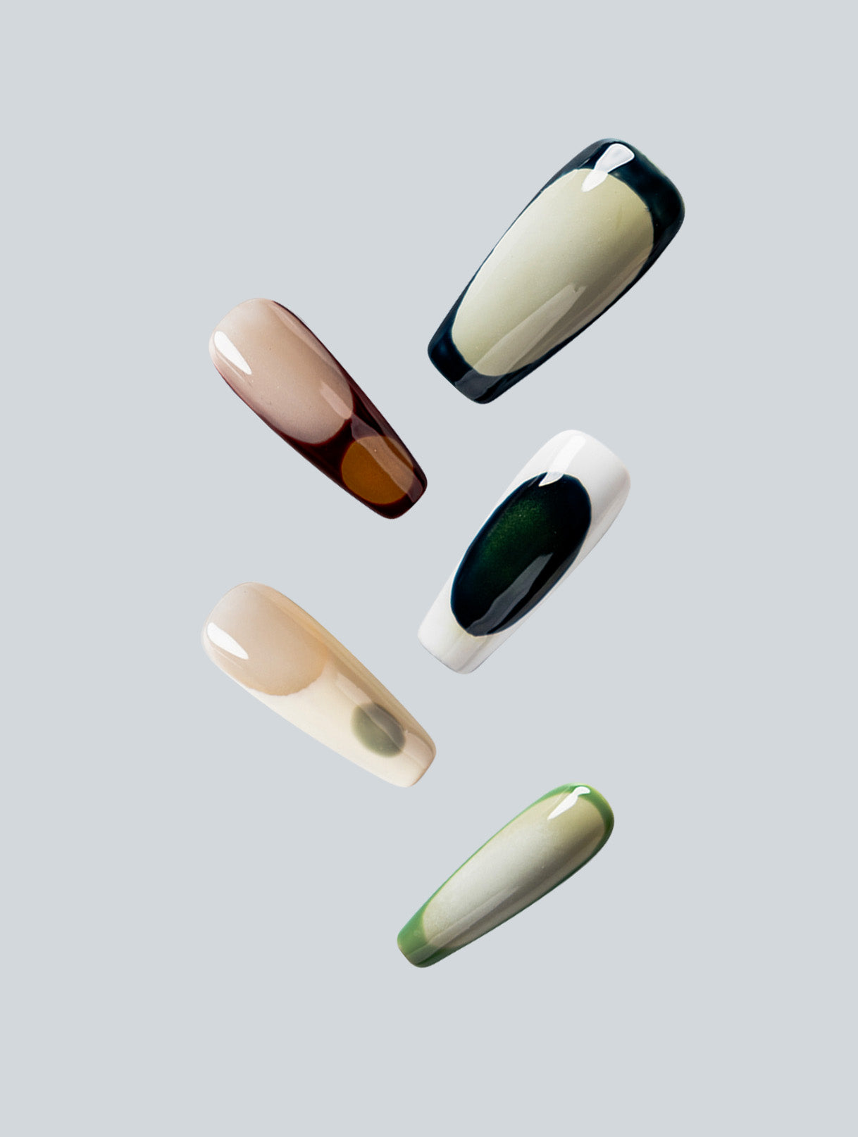 Retro Mod Geometric Colorblock Press-On Nails
