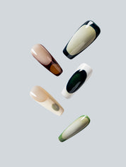 Retro Mod Geometric Colorblock Press-On Nails
