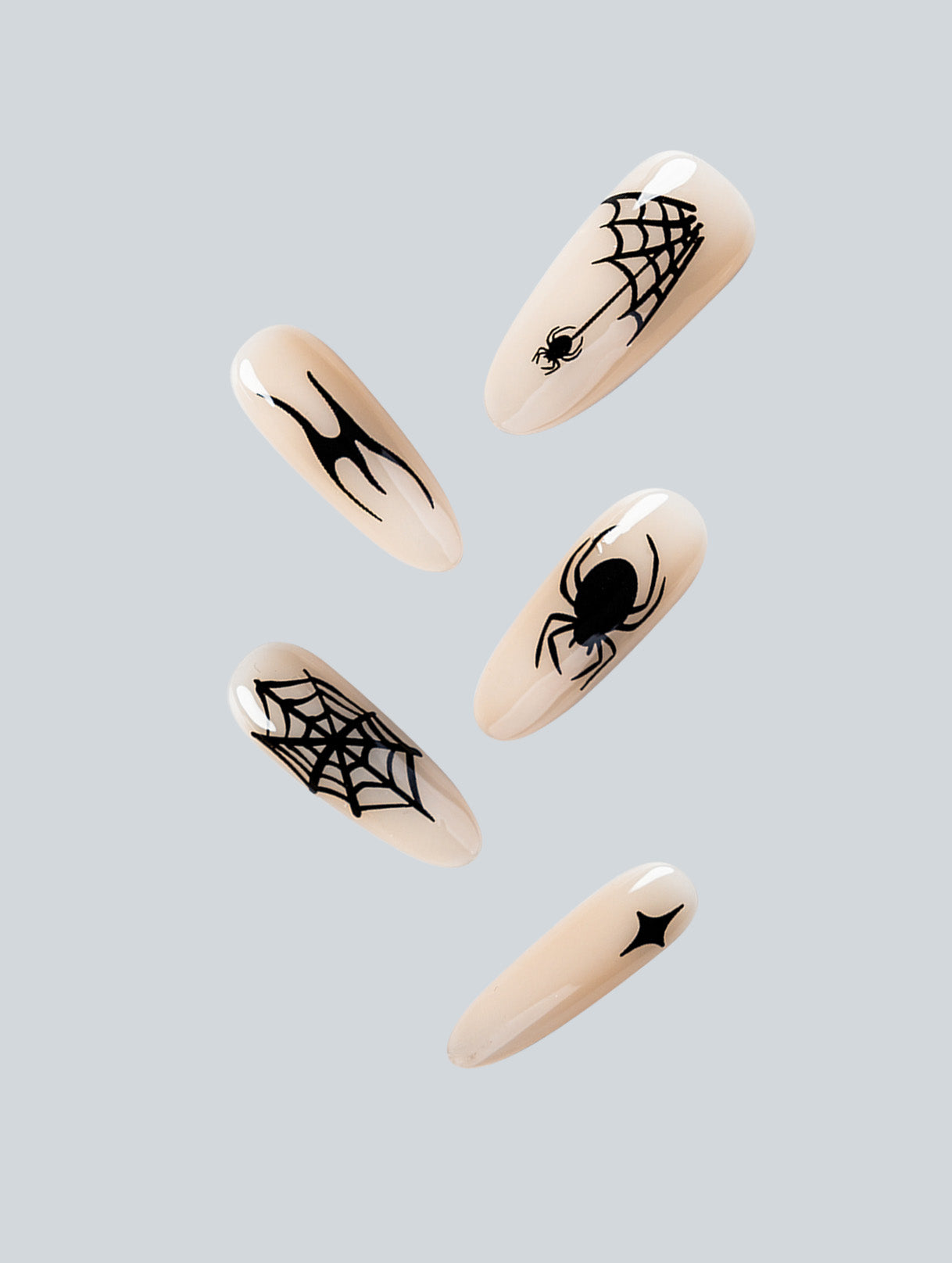Nude Black Spider Web Press-On Nails