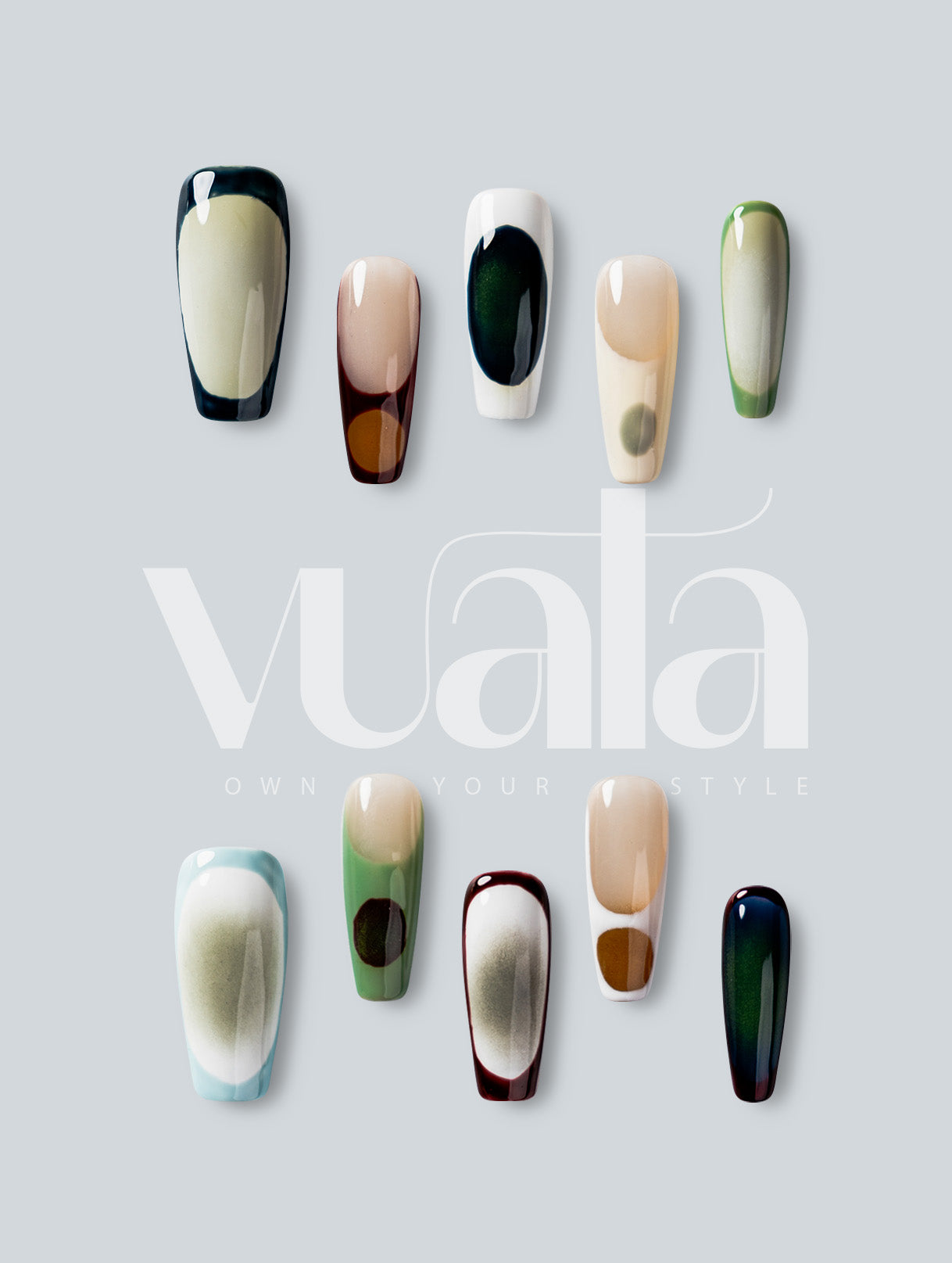 Retro Mod Geometric Colorblock Press-On Nails