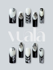 Chrome Drip Skeleton Hands Press-On Nails
