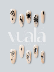 Nude Black Spider Web Press-On Nails