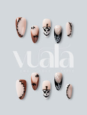 Spider Stitch Almond Press-On Nails