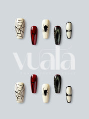 Crimson Spider Web Glam Press-On Nails