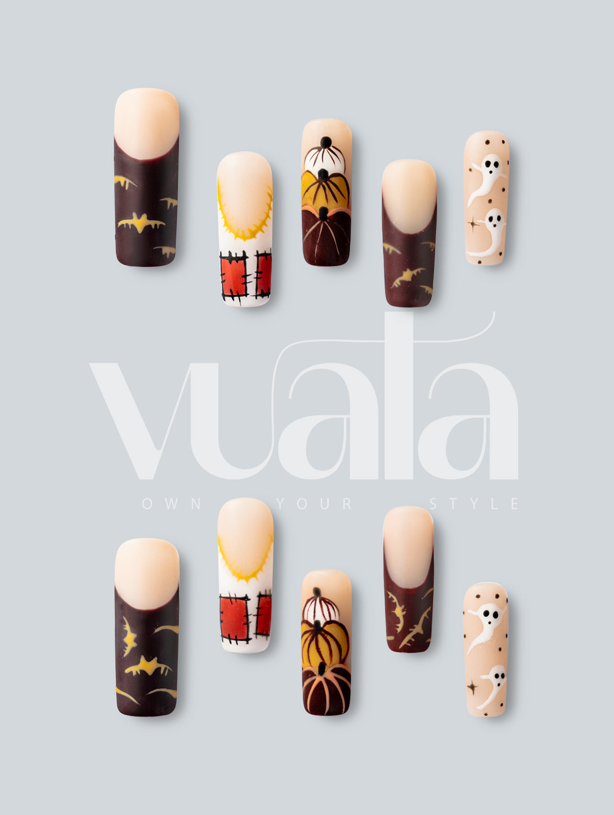 Harvest Ghost Pumpkin Patch Press-On Nails