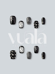 Spirals and Midnight Clock Press-On Nails