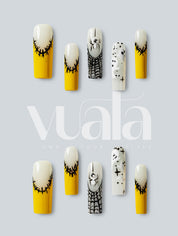 Toxic Yellow Spider Web Press-On Nails