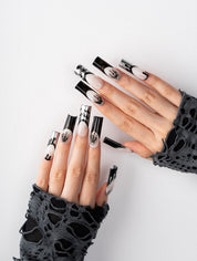 Chrome Drip Skeleton Hands Press-On Nails