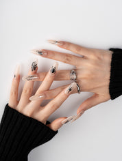 Nude Black Spider Web Press-On Nails