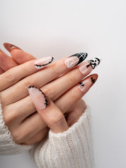 Spider Stitch Almond Press-On Nails