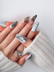 Serpent Eye Chrome Armor Press-On Nails