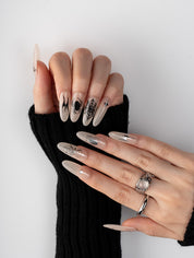 Nude Black Spider Web Press-On Nails