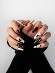 Crimson Spider Web Glam Press-On Nails