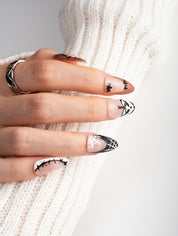 Spider Stitch Almond Press-On Nails