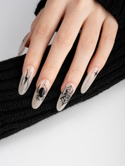 Nude Black Spider Web Press-On Nails