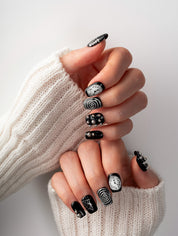 Spirals and Midnight Clock Press-On Nails