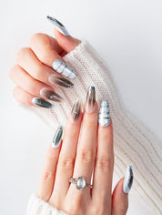Serpent Eye Chrome Armor Press-On Nails