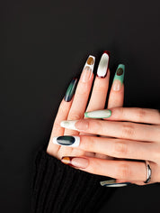 Retro Mod Geometric Colorblock Press-On Nails