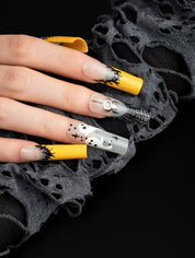 Toxic Yellow Spider Web Press-On Nails