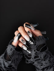 Chrome Drip Skeleton Hands Press-On Nails
