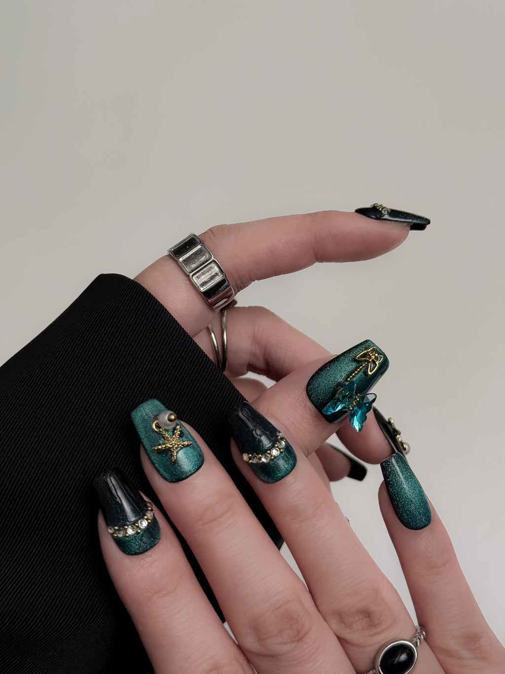 Green Magic Butterfly with Pearl Charm