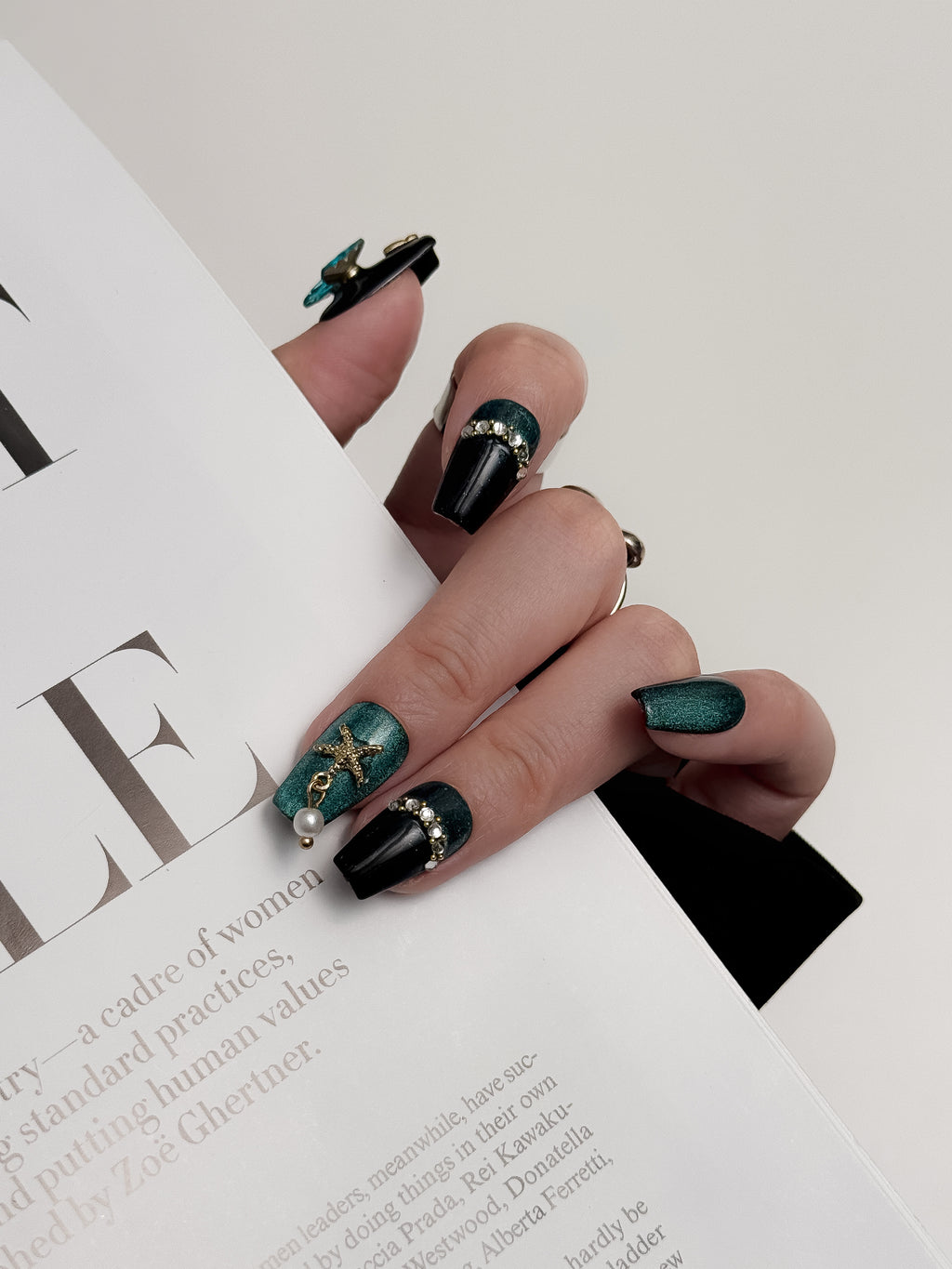 Green Magic Butterfly with Pearl Charm