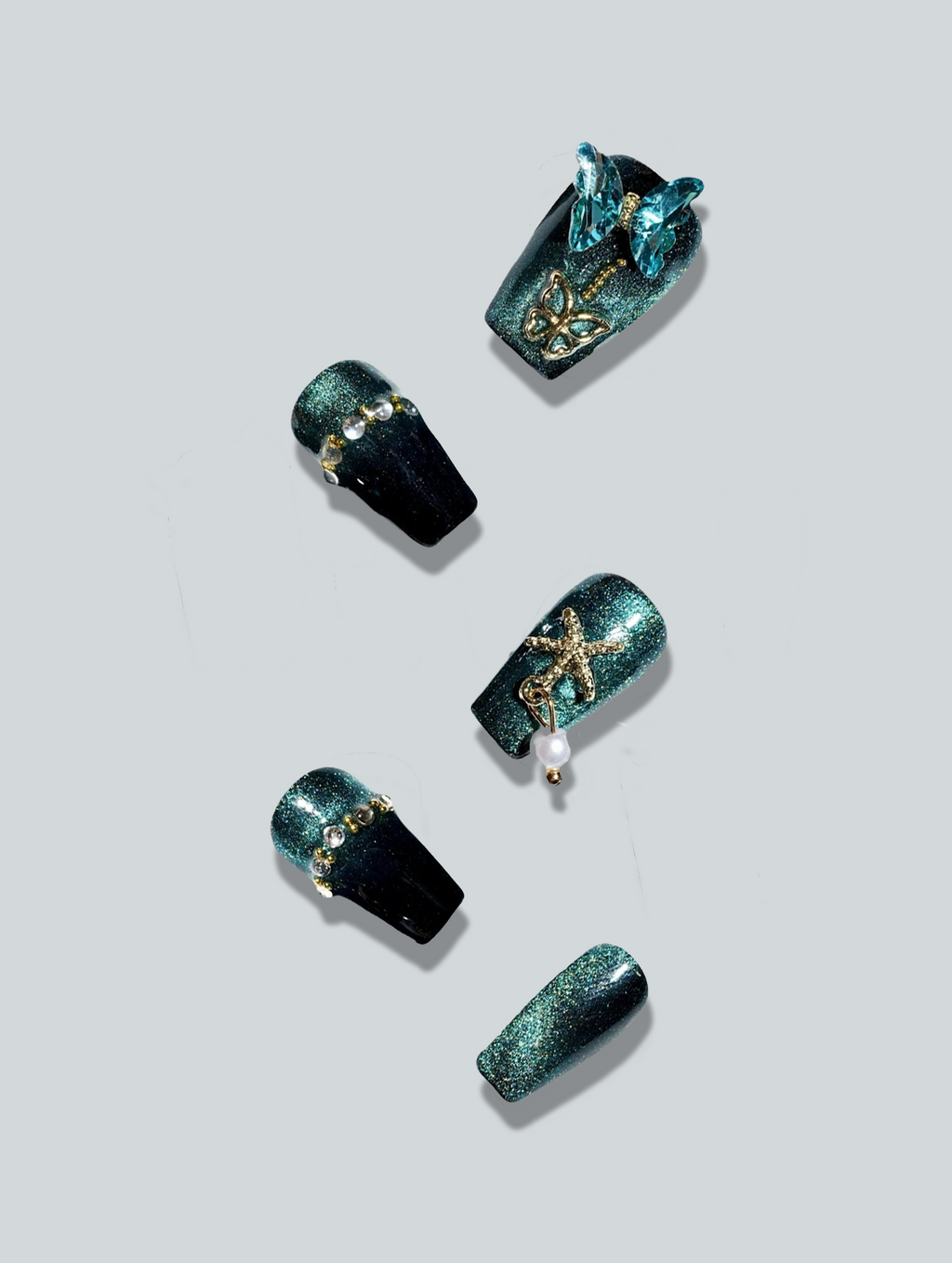 Green Magic Butterfly with Pearl Charm